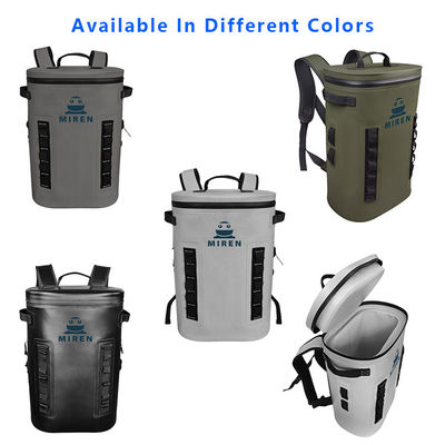 Insulation Ice Soft Cooler Backpack Light Grey Color For Outdoor Camping ODM
