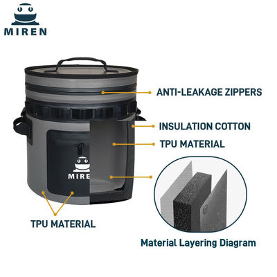 25 Can Dark Gray Round Cooler Leakproof And Waterproof Soft Cooler Bag For Outdoor Adventures
