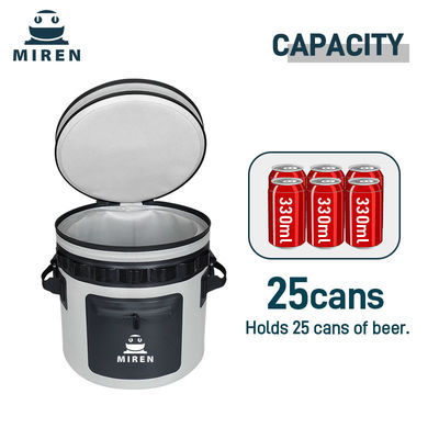 25 Can Dark Gray Round Cooler Leakproof and Waterproof Soft Cooler Bag for Outdoor Adventures