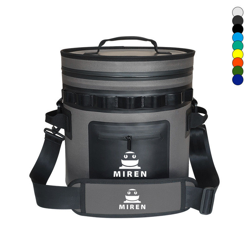 25 Can Dark Gray Round Cooler Leakproof And Waterproof Soft Cooler Bag For Outdoor Adventures